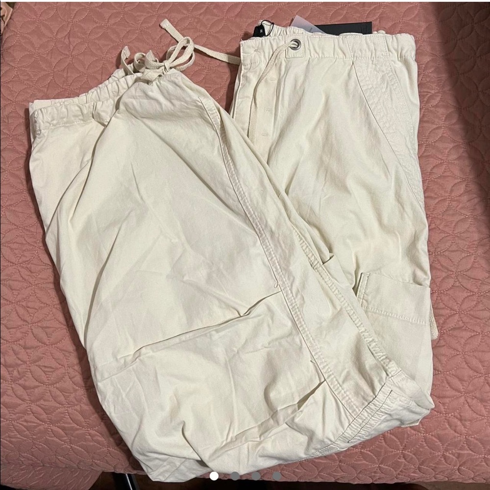 Jaded London Ecru Parachute Pants